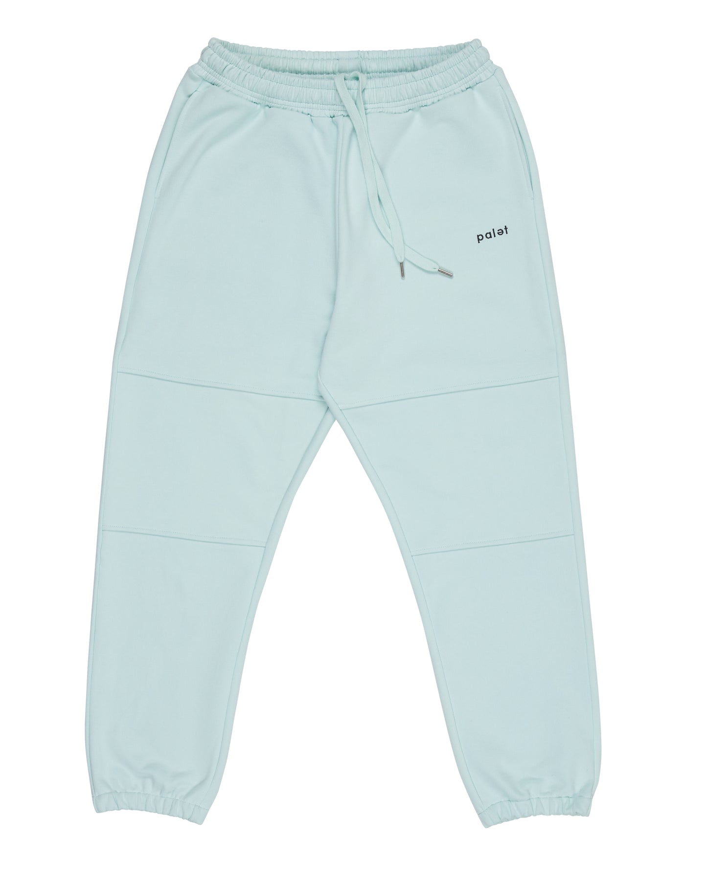 pastel blue paneled palet pants